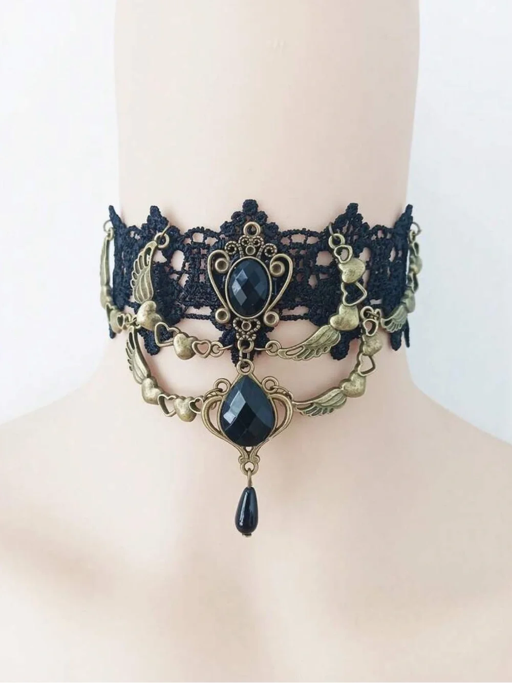 Black Lace Victorian Gothic Choker Necklace